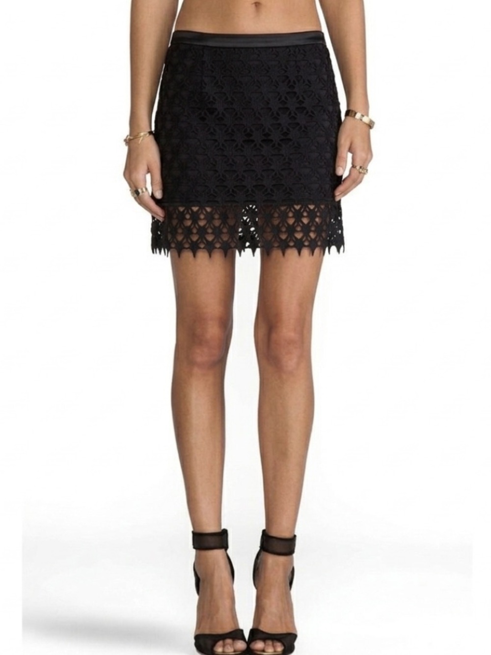 Rehab Black Skirt Lasercut Lace Mini NWT S Baddie Gorpcore